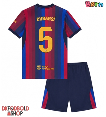 Barcelona Pau Cubarsi #5 Hjemmebanesæt Børn 2026-27 Kort ærmer (+ korte bukser)